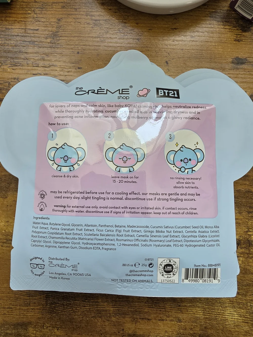 The Crème Shop BT21 KOYA Calm Printed Essence Sheet Mask - Blue